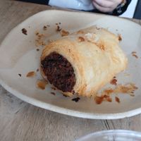 Sausage roll (portion was bigger than this, several bites had been taken before I remembered to take a picture!) at Beaten by a Whisker in London