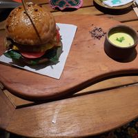 Vegan burger (normally it also comes with fries) at UKAW Chocolate in Miraflores