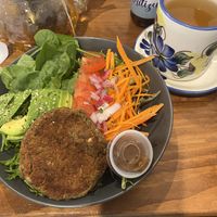 Vegan breakfast sandwich is delicious made on site with fresh lentils soft and perfect . I’m gluten free so I skipped on the bread and it was served on delicious salad.   at CFS Coffee - Lake Nona in Orlando