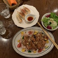 grilled soy meat on top  at T's Restaurant in Tokyo