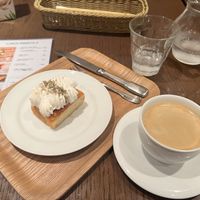 Lemon cake and coffee  at T's Restaurant in Tokyo