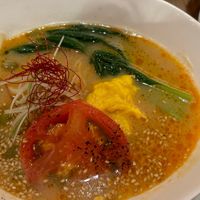 Tan tan noodle soup with vegan egg  at T's Restaurant in Tokyo