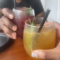 passion lemonade and mixed berry  at Coral Vegan Pizza in Playa Del Carmen