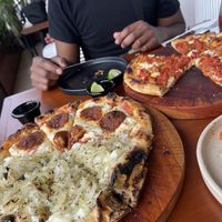 pepperoni de mar & olas blancas   at Coral Vegan Pizza in Playa Del Carmen