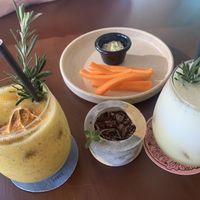 Delish fruit drinks  at Coral Vegan Pizza in Playa Del Carmen