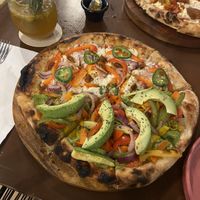 Half green reef, half la mexa   at Coral Vegan Pizza in Playa Del Carmen