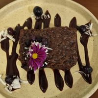 Okay brownie (not sweet) at Coral Vegan Pizza in Playa Del Carmen