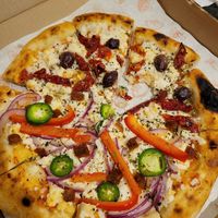 Pizza 1/2 Mexa & 1/2 Cozumel at Coral Vegan Pizza in Playa Del Carmen