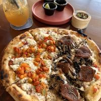 Half Tulum half Bolognesa Lime  at Coral Vegan Pizza in Playa Del Carmen