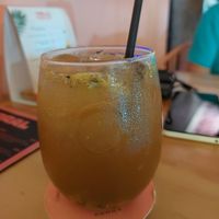 Maracuyá lemonade at Coral Vegan Pizza in Playa Del Carmen