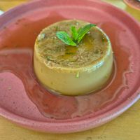 Flan at Coral Vegan Pizza in Playa Del Carmen