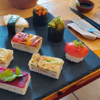 The incredible vegan Sushi platter! at Viriditas Cocina Vegana in Oaxaca