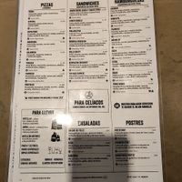 Menu at Antares in Cordoba