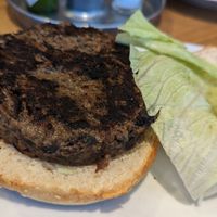Vegan burger, spicy 🔥! Made with portobello and other mushrooms, they season it with black pepper and do they ever! at Agadir Burger in Ein Bokek