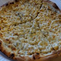 Mac and cheese pizza w/o bacon. at Cantore's Pizza in West Lebanon