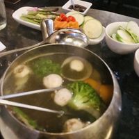 Veggie bouillon entree (more veggies and vegan meatballs, not pictured)  at The Melting Pot in Orlando