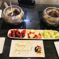 Vegan dark chocolate fondue. Yum  at The Melting Pot in Orlando