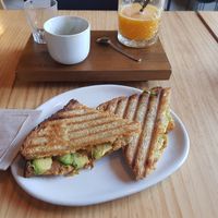Hummus, kimchi and avocado panini at Nordest Cafè in Puigcerda