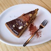 Vegan chocolate cake at Nordest Cafè in Puigcerda