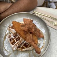 ‘Chicken’ ‘bacon’ and waffles  at Malila Coffee in Valencia