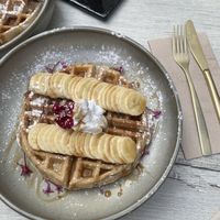 Sweet fruit waffles  at Malila Coffee in Valencia