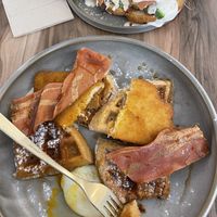 Vegan Chicken and Waffles (egg not included with dish)  at Malila Coffee in Valencia