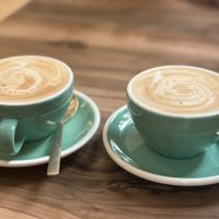 Cafe con leche de avena (oat milk lattes)  at Malila Coffee in Valencia