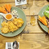 Spring rolls, sweetcorn fritters, papaya salad at Taste of Thailand in Sheffield