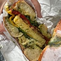 Easy Being Green on an everything bagel at Pearl's Bagels & Bakery in Albany