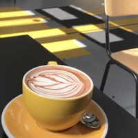 Oat milk classic hot choc and sunshine vibes. Forgot to photograph the food, sorry!  at The Depot Bakery in Sheffield