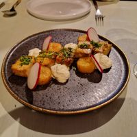 Tofu and fried banana with orange cream at TERRA in Funchal