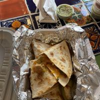 Organic seitan quesadilla with vegan cheesee  at Burrito Box in New York City