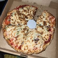 build your own pizza with vegan cheese and vegan pepperoni (extra ~$5 for pepperoni and extra ~$2 for cheese)  at Slice and Dice Pizzeria in Albuquerque