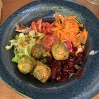 Poke bowl with vegan meatballs  at Neighbours in Tenerife