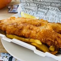 Vegan Fish & Chips!!!  at Walkers Quality Fish & Chips in Aberdovey