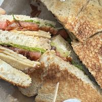 C.L.B. (Club double decker sandwich)  at A. T. M. Vegan Deli in Brooklyn