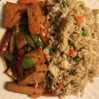 Szechuan Tofu with Veggies and Fried Rice (request no egg)   at Chili House in Fort Collins