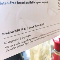 Vegetarian and vegan options are clearly marked at St James's Café in London