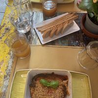 the vegan parmigiana with bread and grissini  at Gastrò in Savona