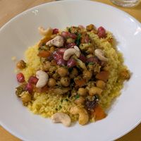 Cena marocchina - cous cous con verdure, ceci e uvetta at Animo Cucina Naturale in Brescia