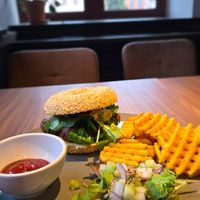 Falafel 'burger' at WASBAR in Bruges