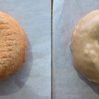 apple cider (left) and maple (right) doughnuts at Angel's Donuts & Ice Cream in Vancouver