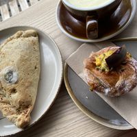 ‘Beef’ pasty and Passionfruit cruffin: also amazing, although the pasty was served cold..  at Zola's Bakery in Galashiels