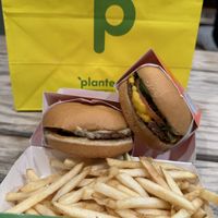 Signature & Shroom Burgers with fries   at Plantees in Orlando