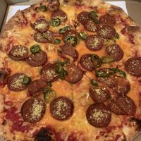 Jalapeños, veg pepperoni, and vegan cheese  at Jackknife Brewing in Kelowna
