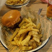 Vegan burger & rosemary fries  at Honest Burgers - Bank in London