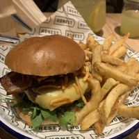 Vegan burger with cheese and bacon.   at Honest Burgers - Bank in London