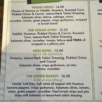 Vegan menu (other items can also be veganized)  at Spitz - Los Feliz in Los Angeles