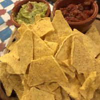 “Chips” guac and salsa £5.25 , disappointing   at Revolución de Cuba in Newcastle Upon Tyne