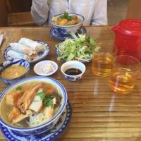 Soup with noodles x2 and fresh spring rolls. 30000vnd. at Thanh Lieu in Hue